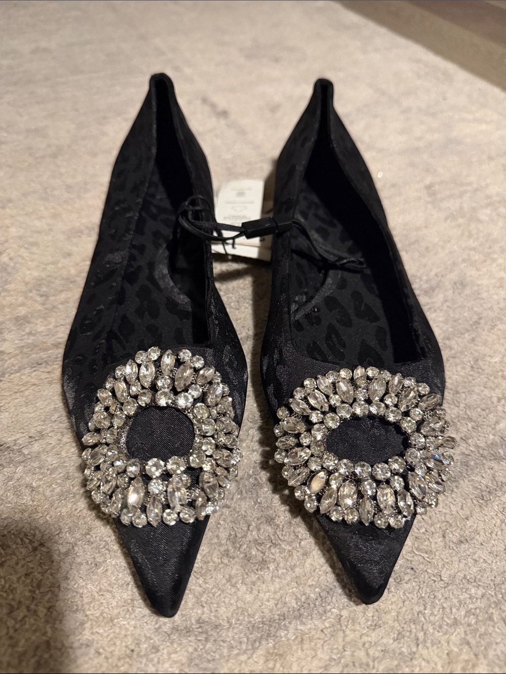 Zara | Embellished Animal Print Flats 38